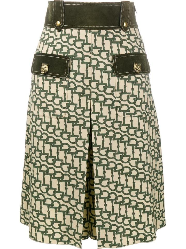 Gucci - Horsebit Print Knee Length Shorts - Women - Leather/polyester/viscose/wool - 40, Green, Leather/polyester/viscose/wool