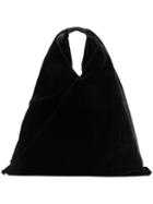 Mm6 Maison Margiela - Velvet Sack Bag - Women - Cotton/leather/polyester/spandex/elastane - One Size, Black, Cotton/leather/polyester/spandex/elastane