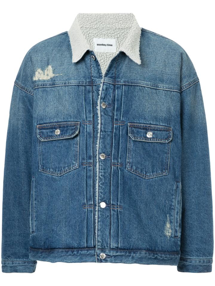 Monkey Time Shearling Denim Jacket - Blue