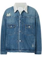 Monkey Time Shearling Denim Jacket - Blue