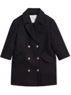 Burberry Kids Teen Crested Button Wool Pea Coat - Blue