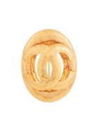 Chanel Vintage Cc Logo Brooch - Gold