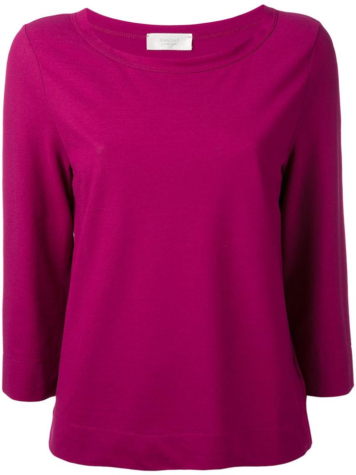 Zanone - Boat Neck Sweater - Women - Cotton - 44, Pink/purple, Cotton