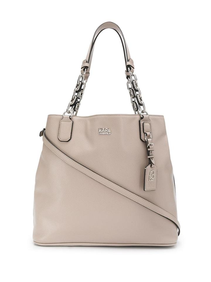 Karl Lagerfeld Logo Pebbled Hobo Bag - Neutrals
