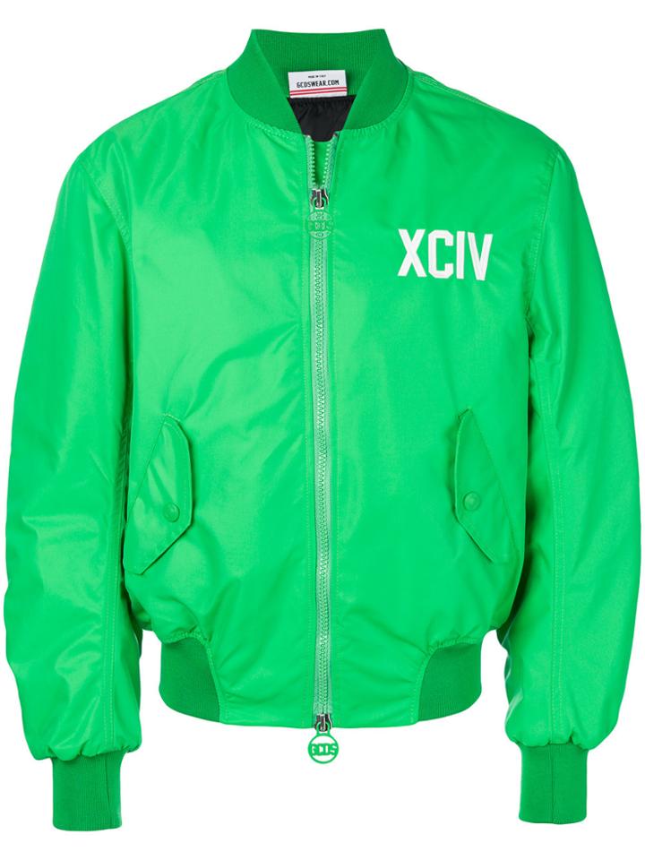 Gcds Logo Print Bomber Jacket - Green