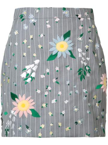 Thom Browne Floral Mini Skirt, Women's, Size: 40, Grey, Silk/wool