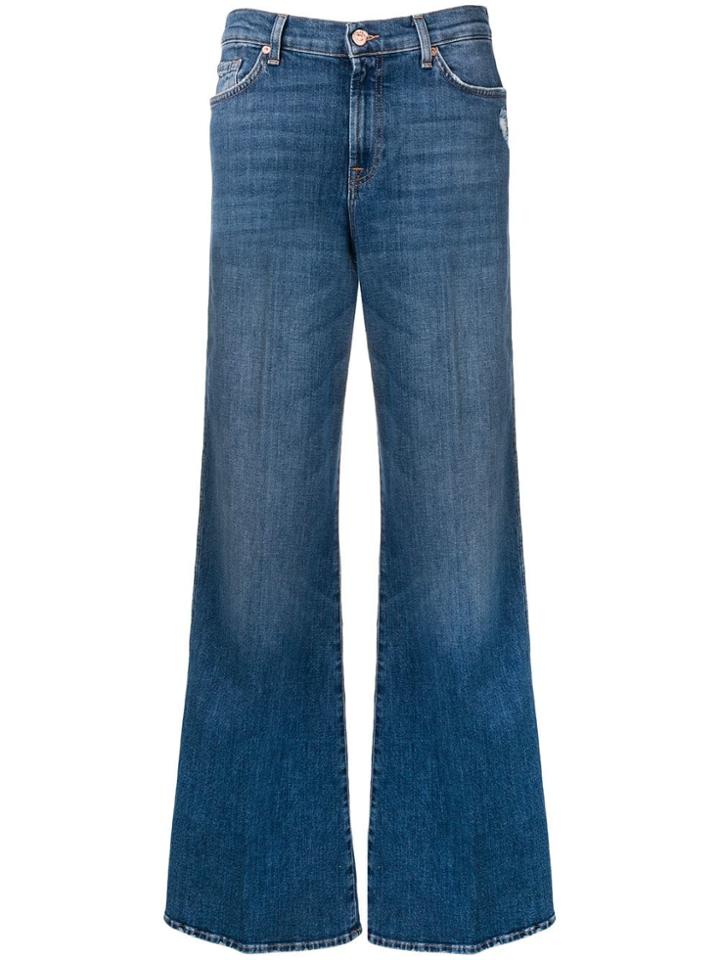 7 For All Mankind Faded Wide-leg Jeans - Blue