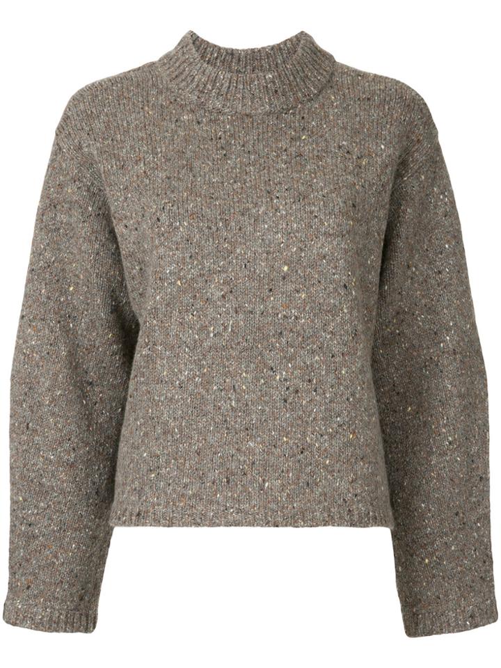 H Beauty & Youth Ribbed Neck Jumper - Brown