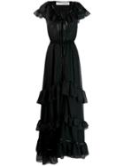 Off-white Long Ruffled Dress - Black