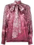 F.r.s For Restless Sleepers Printed Pussybow Collar Blouse - Red