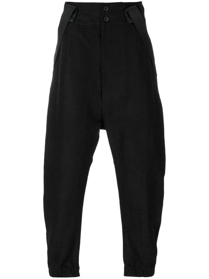Lost & Found Ria Dunn - Suspender Drop-crotch Trousers - Men - Cotton/ramie/elastodiene - L, Black, Cotton/ramie/elastodiene