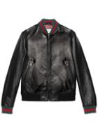 Gucci - Jacket With Web - Men - Silk/leather - 50, Black, Silk/leather