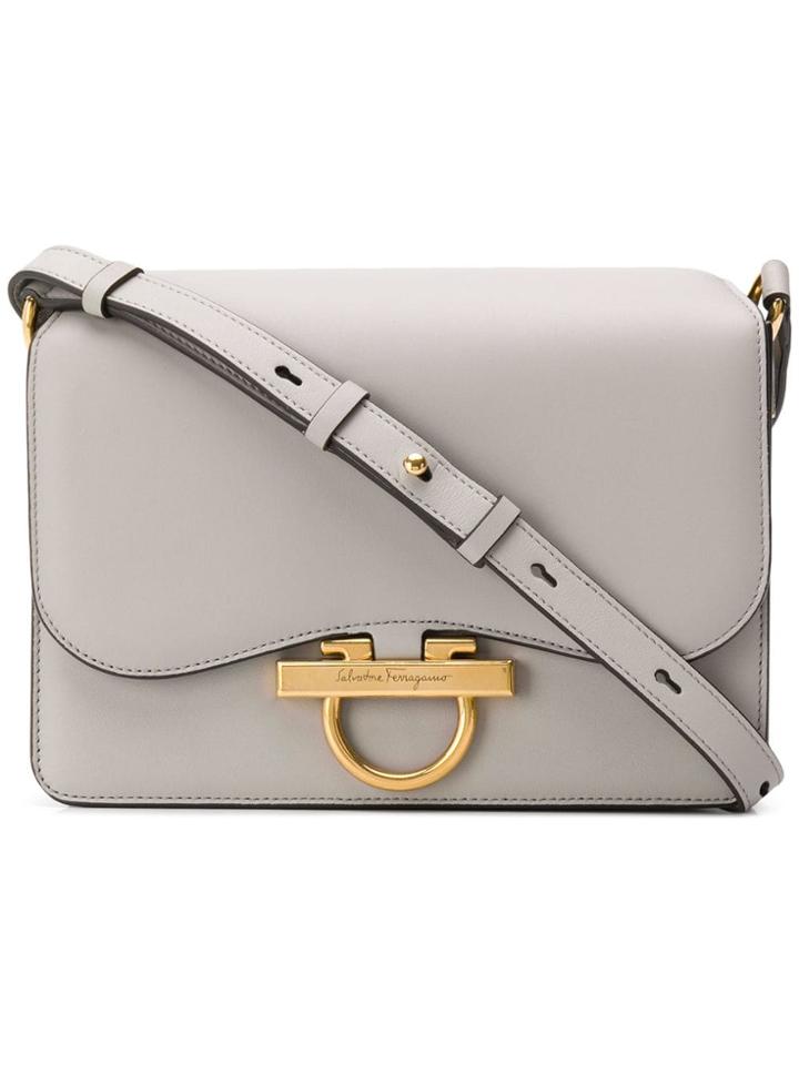 Salvatore Ferragamo Gancio Flap Shoulder Bag - Grey