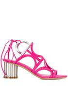 Salvatore Ferragamo Flower Heel Gancini Sandals - Pink