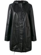 Paco Rabanne Hooded Rain Coat, Women's, Size: 38, Black, Lamb Skin/cotton
