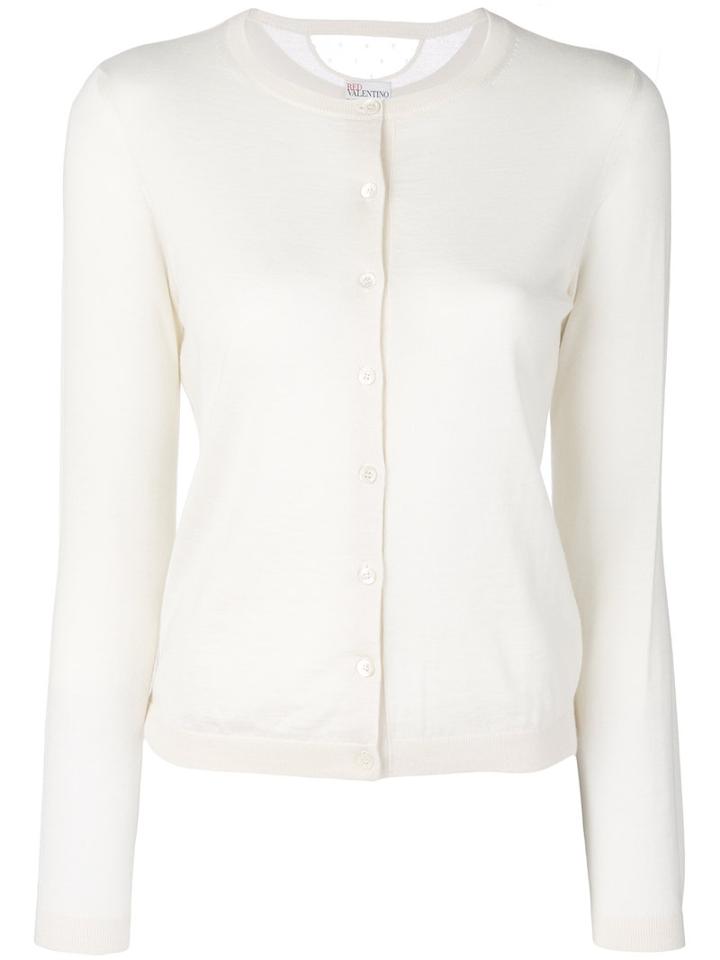 Red Valentino - Classic Cardigan - Women - Silk/polyamide/cashmere - M, White, Silk/polyamide/cashmere