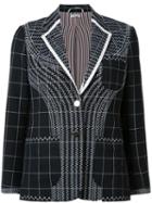 Thom Browne Checked Blazer, Women's, Size: 40, Black, Silk/wool