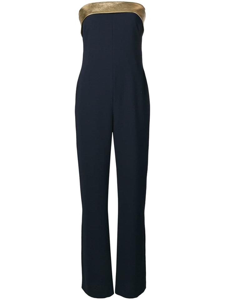 Ralph Lauren Collection Leather Trim Jumpsuit - Blue