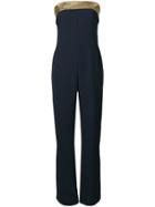 Ralph Lauren Collection Leather Trim Jumpsuit - Blue