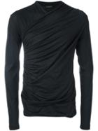 Balmain Wrap Front Sweatshirt, Men's, Size: Small, Black, Cotton
