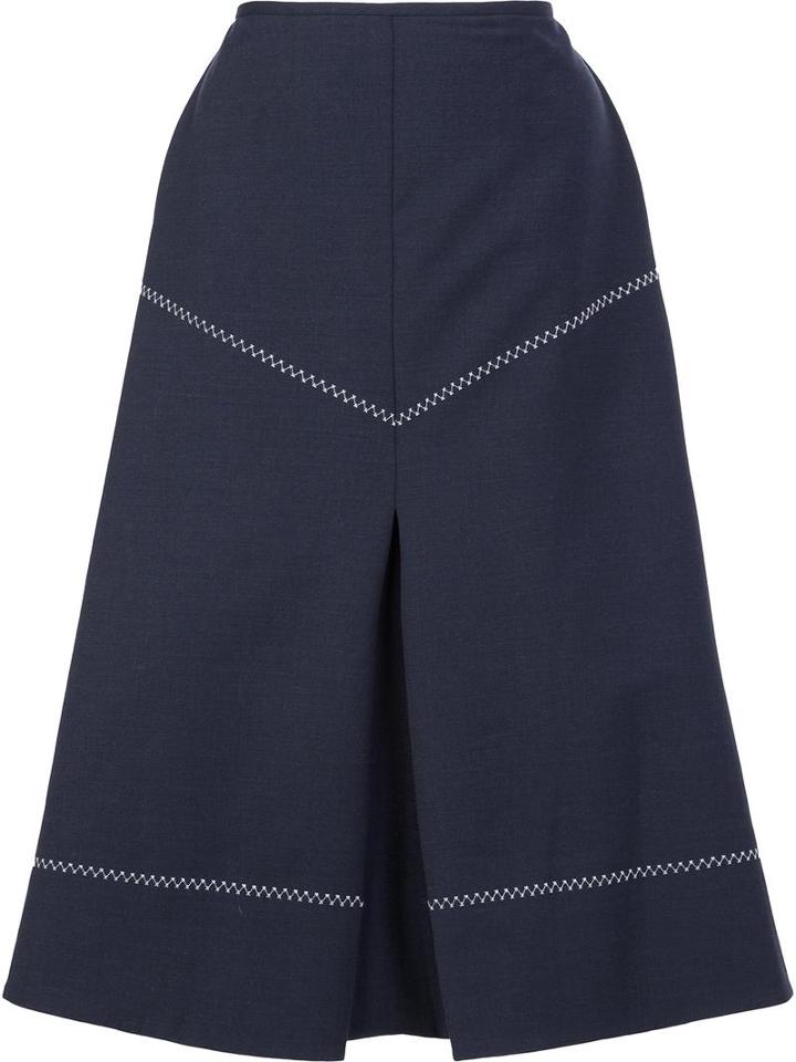 Ellery Stitching Detailing A-line Skirt, Women's, Size: 2, Blue, Polyester/spandex/elastane/virgin Wool