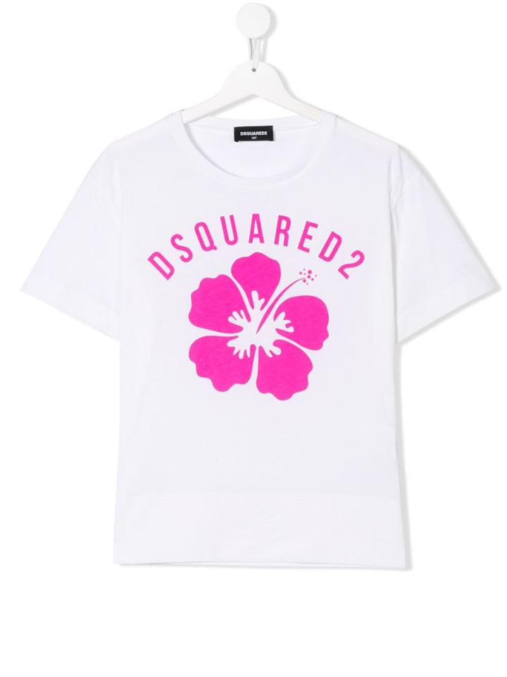 Dsquared2 Kids Logo Floral Print T-shirt - White