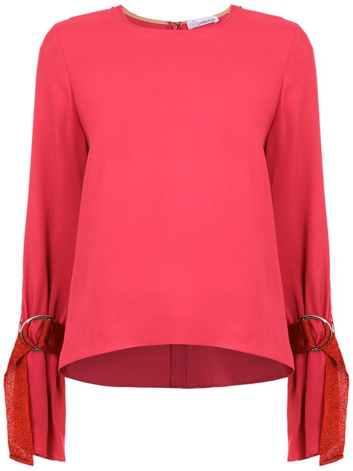 Nk Drawstring Sleeves Blouse - Pink & Purple