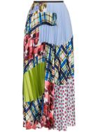 Marni Silk Patch Pleated Midi Skirt - Multicolour