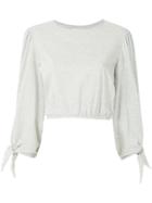 Framed Top Cropped Sleeves Cotton Knot Framed - Grey