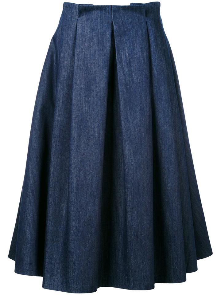 Société Anonyme - Midi Pleated Skirt - Women - Cotton - L, Blue, Cotton