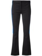 Versace Appliqué Stripe Flared Trousers, Women's, Size: 42, Black, Cotton/polyamide/spandex/elastane/silk
