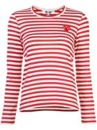 Comme Des Garçons Play Little Red Heart Striped T-shirt - White