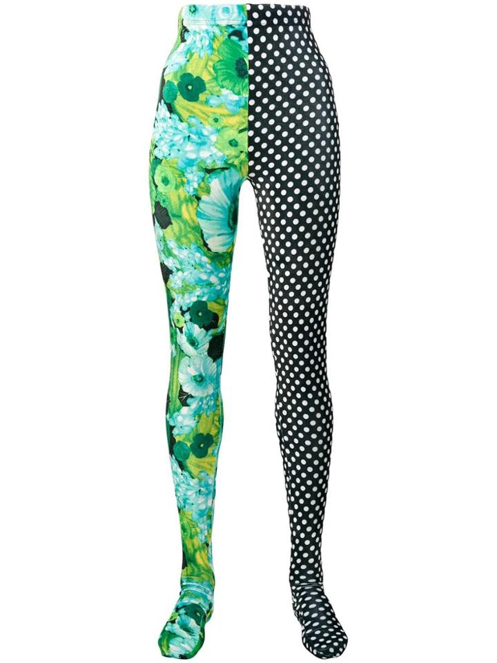Richard Quinn Polka Dot Print Leggings - Green