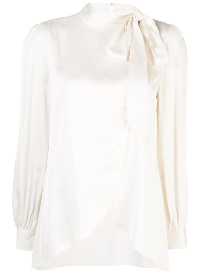 Sachin & Babi Satin Tie Neck Blouse - White