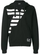 Ea7 Emporio Armani Logo Print Zip-up Hoodie - Black