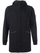 Stone Island Hooded Zip Coat, Men's, Size: Xl, Black, Cotton/polyamide/wool