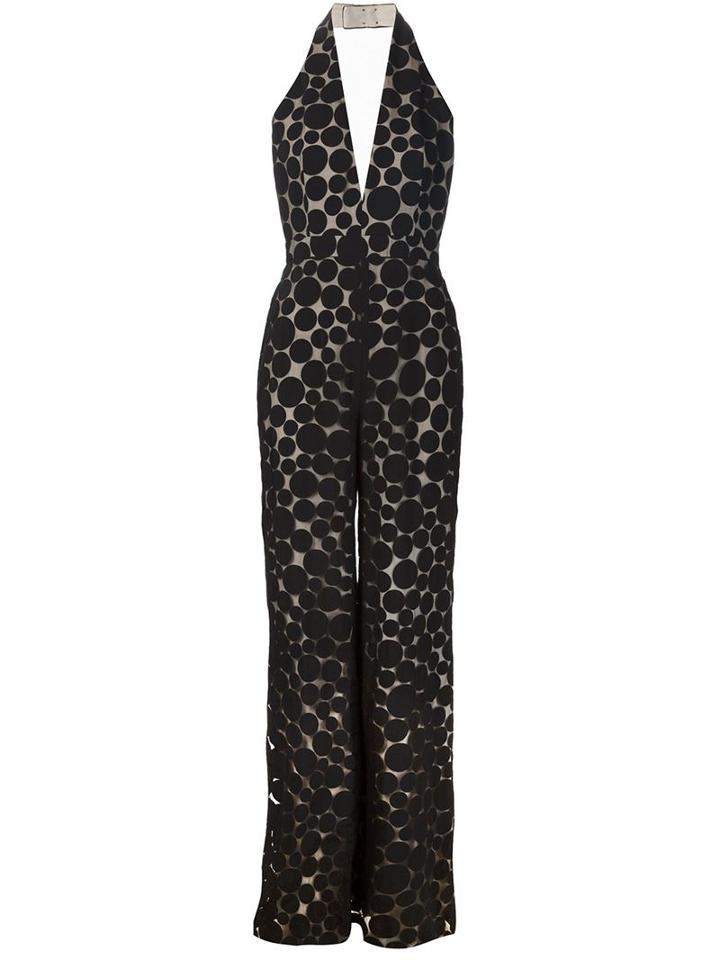 Cushnie Et Ochs Polka Dot Halterneck Jumpsuit, Women's, Size: 10, Black, Viscose/nylon/silk