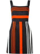 Dolce & Gabbana Striped Brocade Dress, Women's, Size: 40, Black, Cotton/viscose/silk/silk
