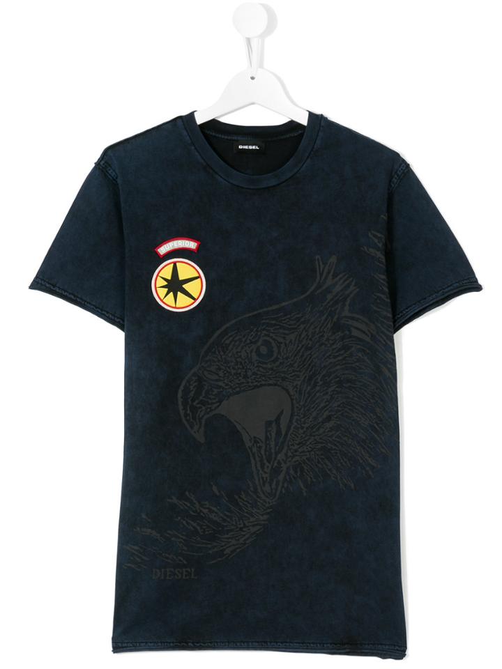 Diesel Kids Stone-washed Eagle T-shirt - Blue