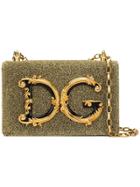Dolce & Gabbana Baroque Logo Detail Shoulder Bag - Metallic