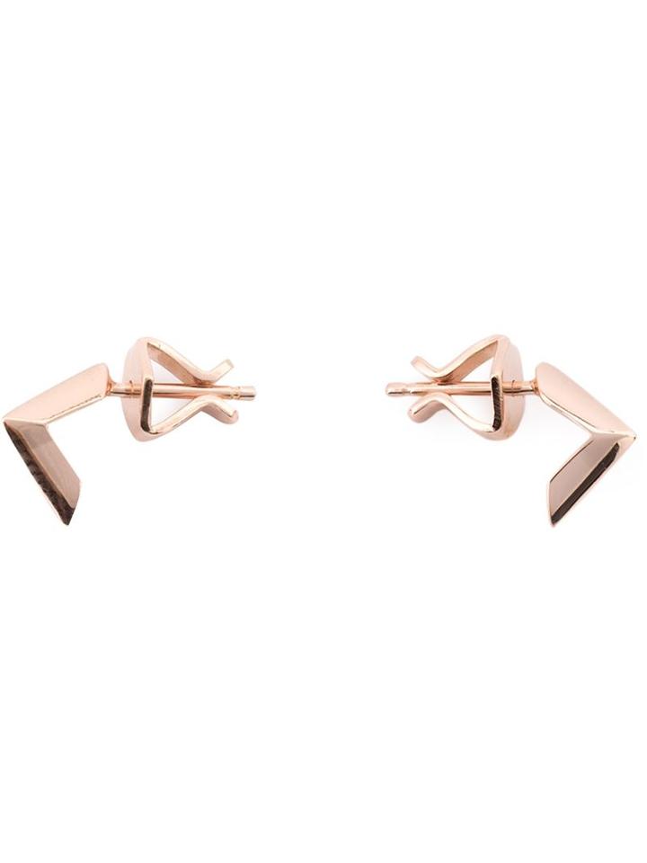 Miansai Angular Stud Earrings, Women's, Pink/purple, Rose Gold Vermeil