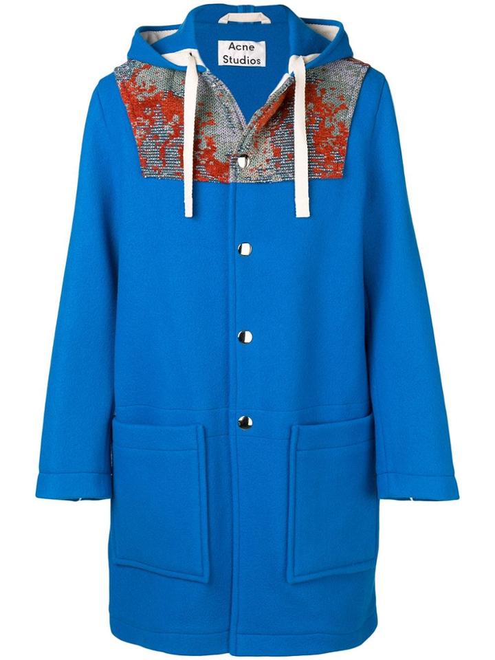 Acne Studios Jacquard Patch Duffle Coat - Blue