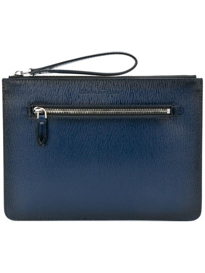 Salvatore Ferragamo Grained Clutch Bag - Blue