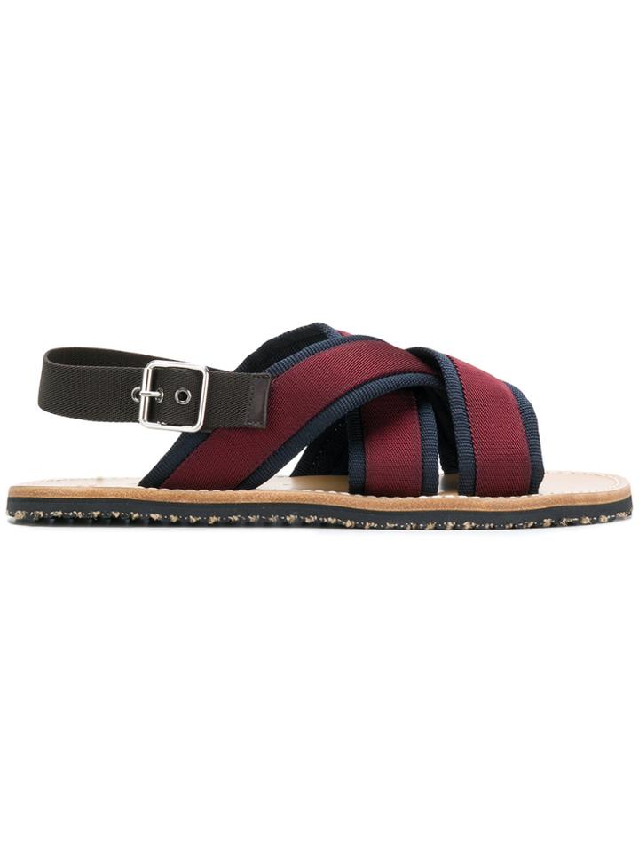Marni Crossover Fussbett Sandals - Red
