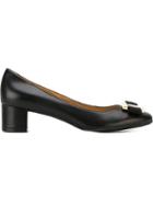 Salvatore Ferragamo Genny Pumps, Women's, Size: 7, Black, Calf Leather/leather/rubber
