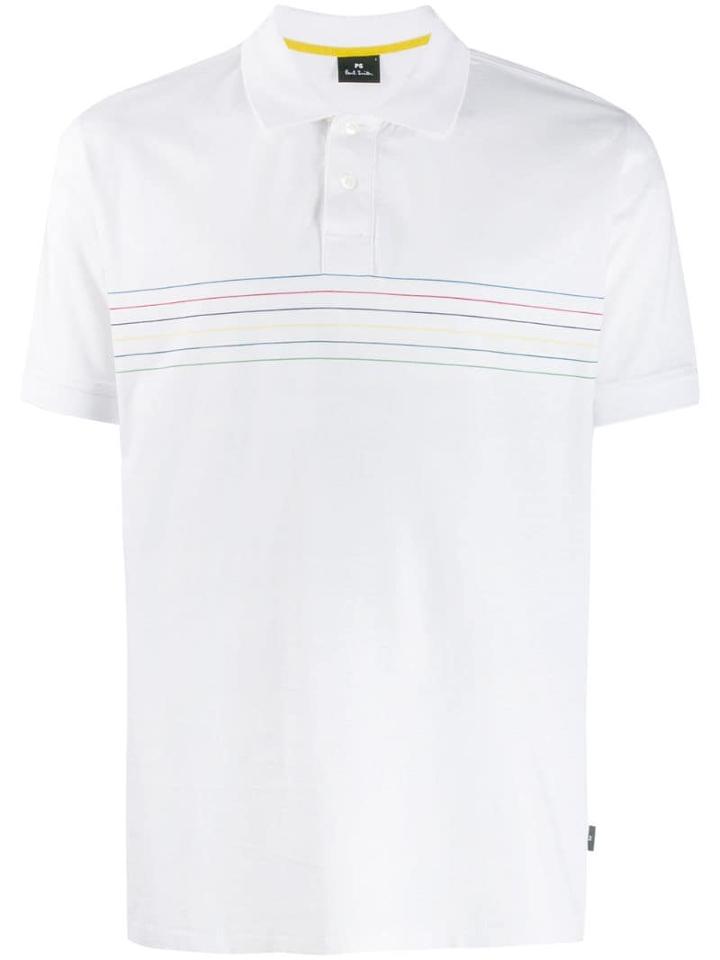 Ps Paul Smith Stripe Detail Polo Shirt - White
