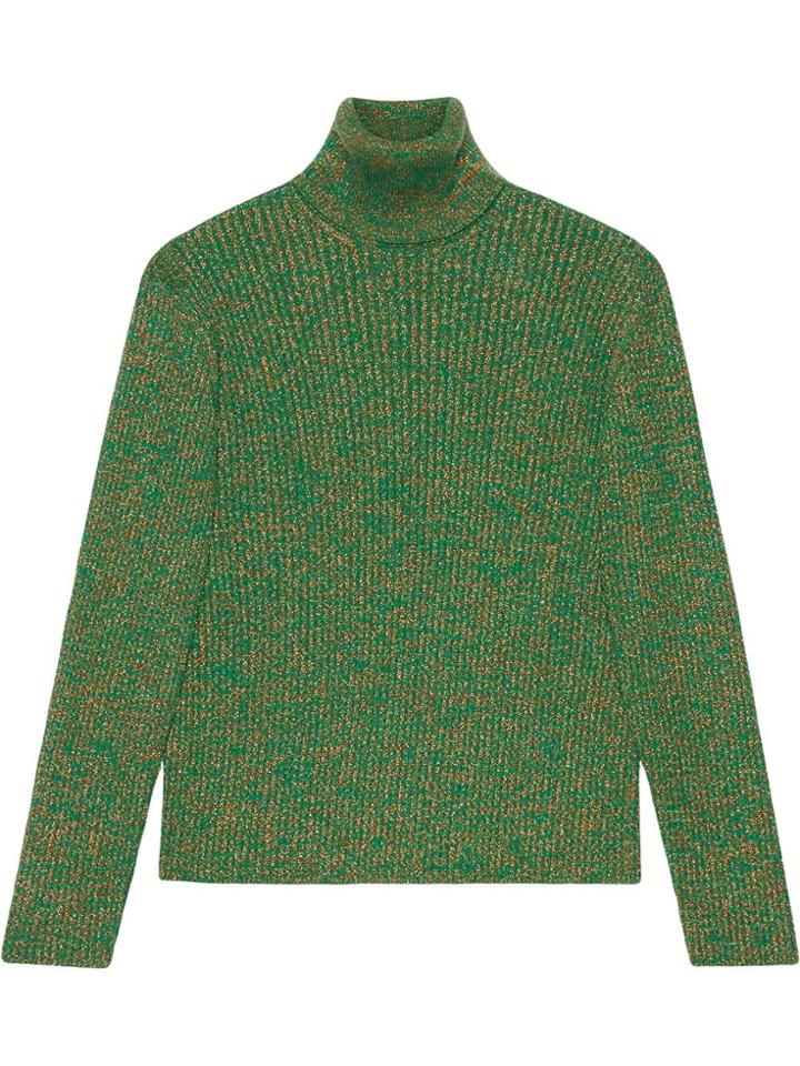 Gucci Cable Knit Cotton Lurex Turtleneck - Green
