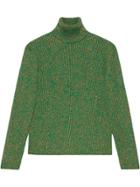 Gucci Cable Knit Cotton Lurex Turtleneck - Green
