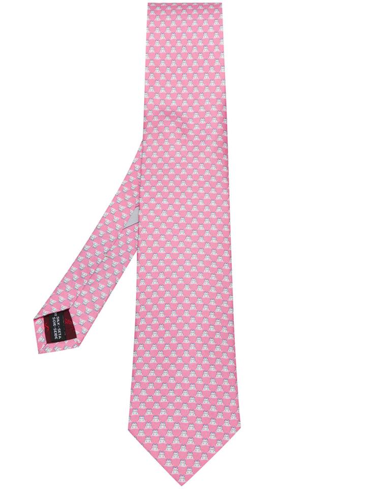 Salvatore Ferragamo Hippo Print Tie - Pink & Purple