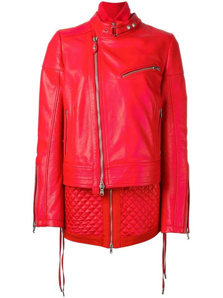 Diesel Black Gold 'leclerc' Jacket, Women's, Size: 38, Red, Cotton/calf Leather/polyester/brass